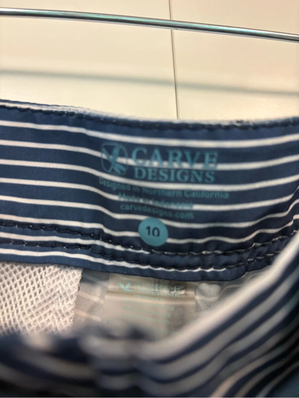 Carve Designs Noosa Navy and White Striped Swim Shorts 10